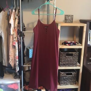 Red midi boutique dress with button detail